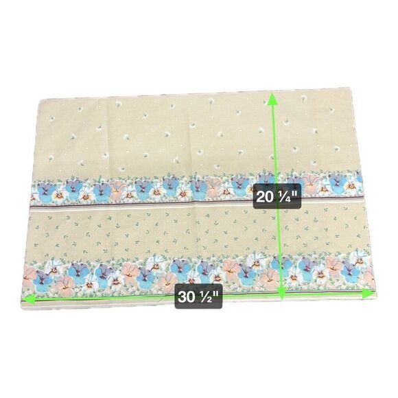 Vintage 1970s Pansy Tan Floral Set Twin 2 Pillowcases Fitted Flat Sheet Pansies - Picture 6 of 16